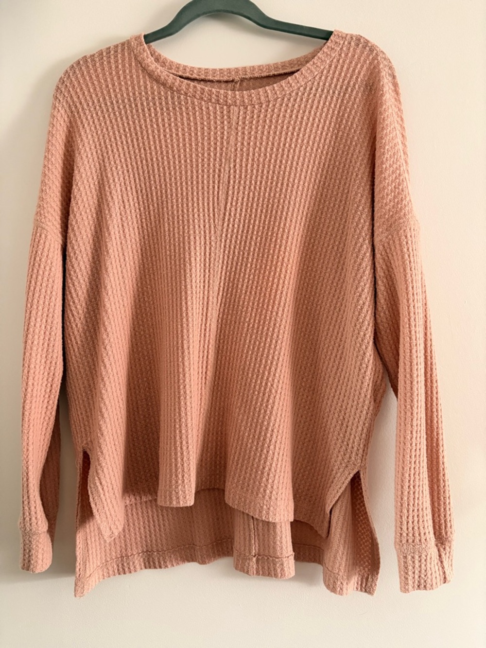 American Eagle Outfitters Waffle Knit Crewneck Sweater - Blush